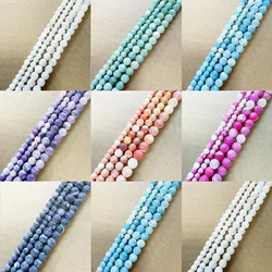 Natural Stone Frost Crab White Agate Round Loose Beads 4 6 8 10 12MM Pick Size For Jewelry Making