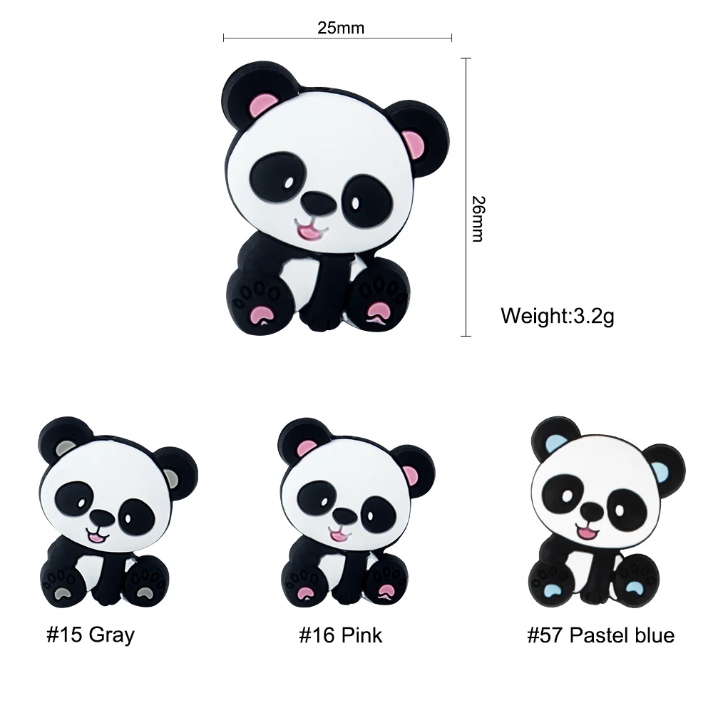 5/20/50pcs/Lot Baby Pacifier Silicone Beads Cartoon Panda Beads Teether Teething Panda Accessories Beads For Bracelets Making