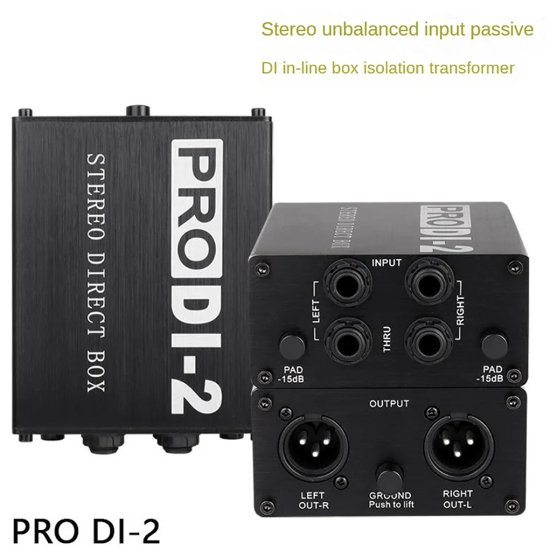 A13E-Prodi-2 Pasywny Stereo Direct Box Audio DI Box Pudełko Direct Injection Nisko Szumowy Konwerter Audio 2-Kanałowy do Gitary i Basu