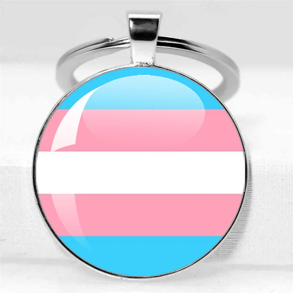 25MM/30MM Car Key LGBT Glass Cabochon Keychain Gay Lesbian Pride Rainbow Holder Key Ring Homosexuality Charm Jewelry Gift