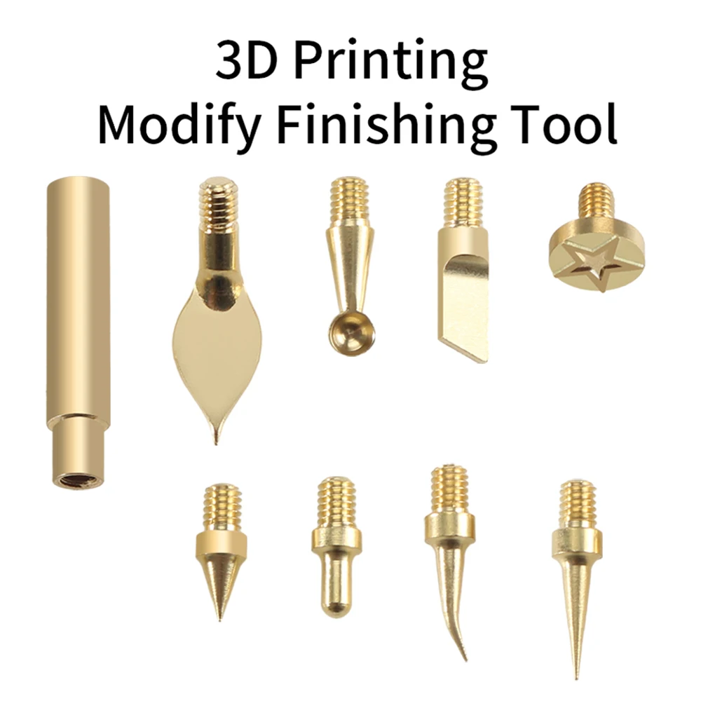 9PCS Heat Insert Nut Iron Tip Hot Melt Heat Set Insert Tool Soldering Iron Tip 3D Printing Modify Finishing Brass Thread Embed