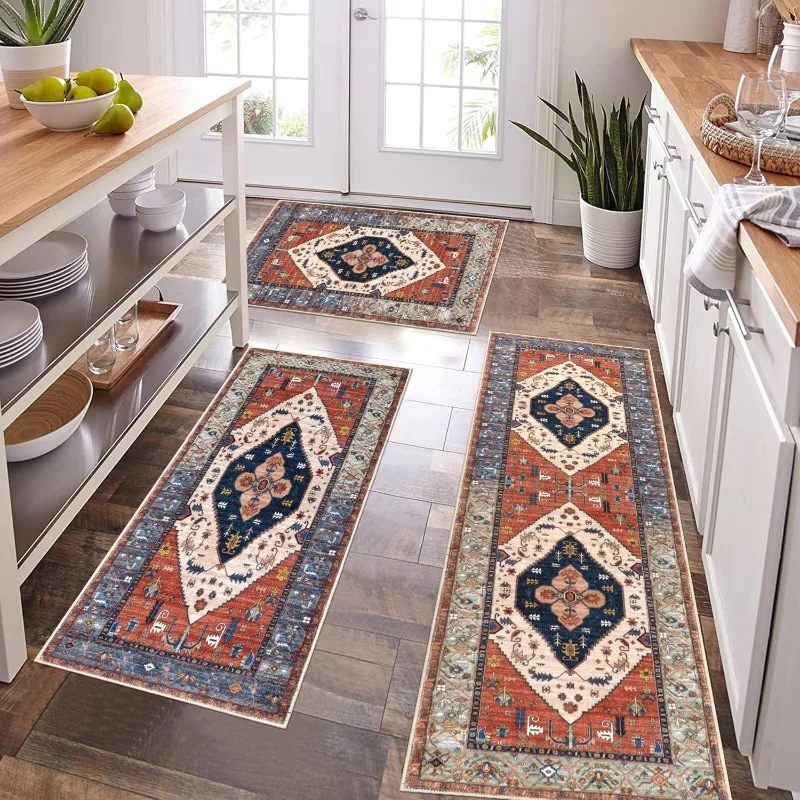 

Farmhouse Kitchen Rugs Sets of 3, Kitchen Runner Rugs Non Slip Washable, Boho Kitchen Mats for Floor, Indoor