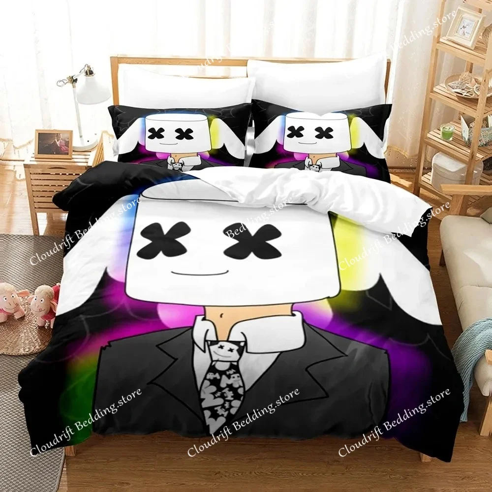 

3D Print DJ Marshmello Bedding Set Single Twin Full Queen King Size Hip Hop Bed Set Aldult Kid Bedroom Duvetcover Sets