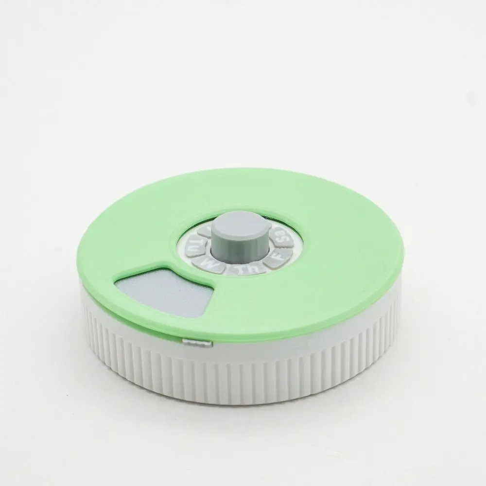 

3D Printed Pressing Rotating Medicine Box Grid Design Portable Daily Pill Box Pill Dispenser Compact Small Storage Box Fish Oil