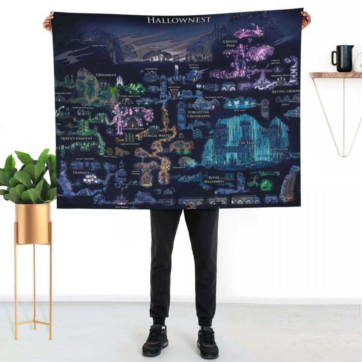 

Map of Hallownest Throw Blanket Soft Sherpa Fleece Warm Blanket for Winter