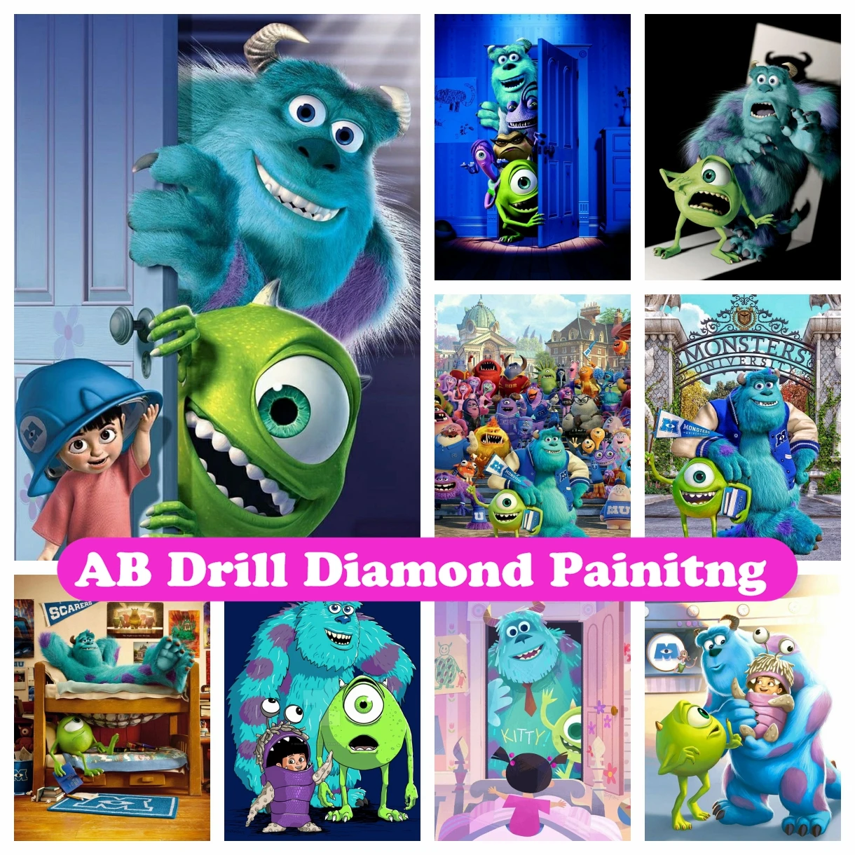 

Monsters Inc 5D DIY AB Diamond Painting Embroidery Disney Cartoon Mosaic Art Cross Stitch Craft Rhinestones Home Decor For Kid