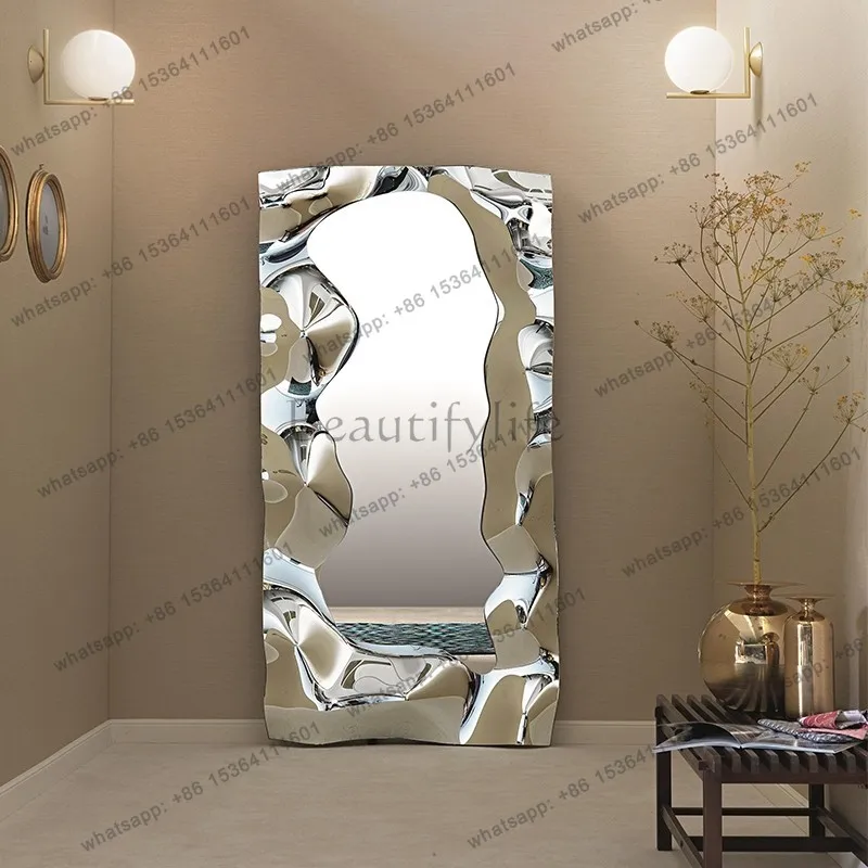 

New light luxury floor full self-mirror art decorative mirror full-length mirror
