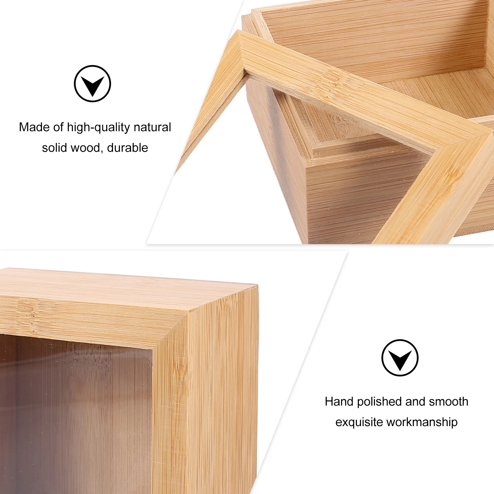 Caja de escritorio ganizer de madera para el hogar, Material Premium, contenedor de cocina sin óxido, ventana, caja de regalo, cajón de almacenamiento, vitrina Simple