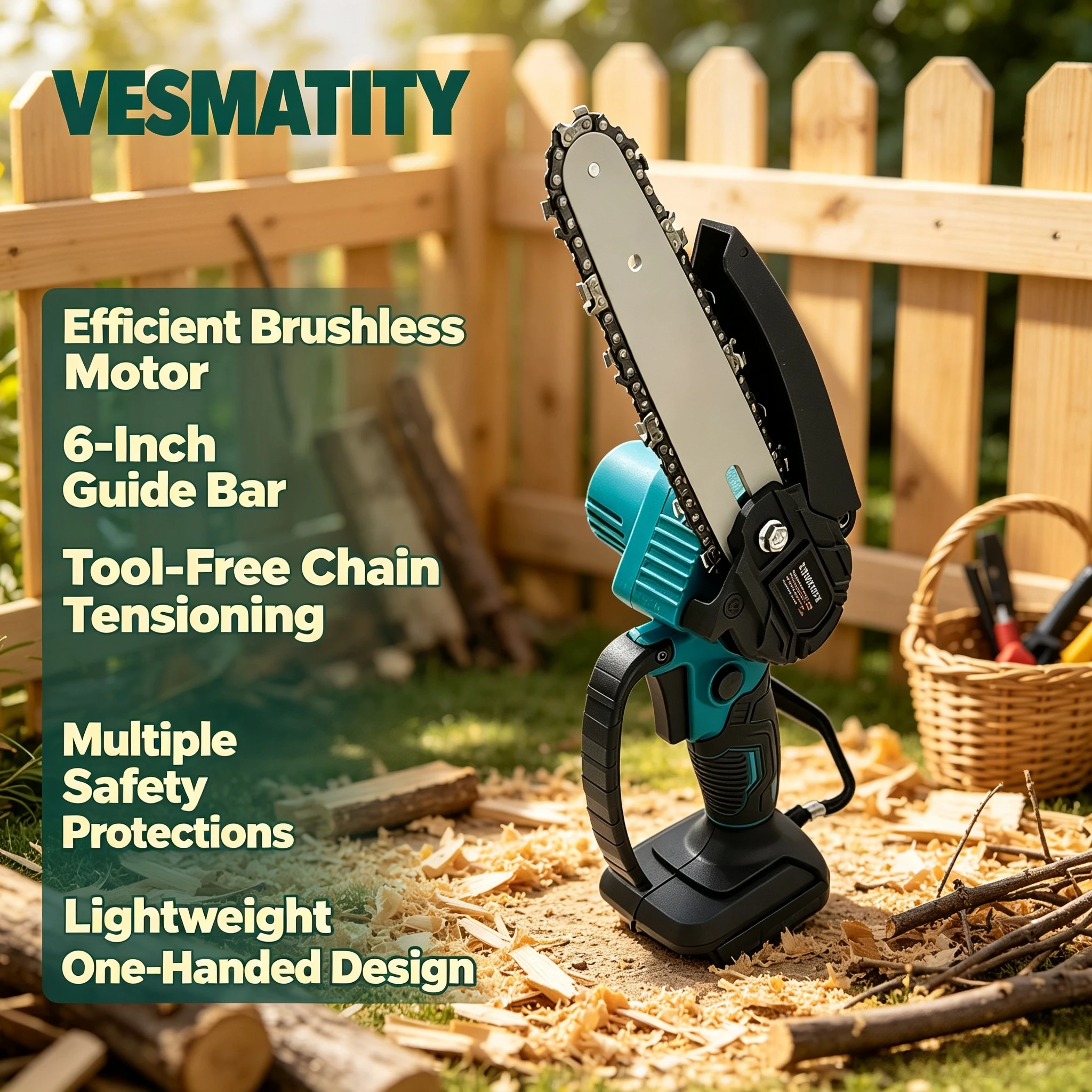 Mini Electric Chainsaw 6 Inch - VESMATITY 6 İnç Kablosuz Elektrikli Zincirli