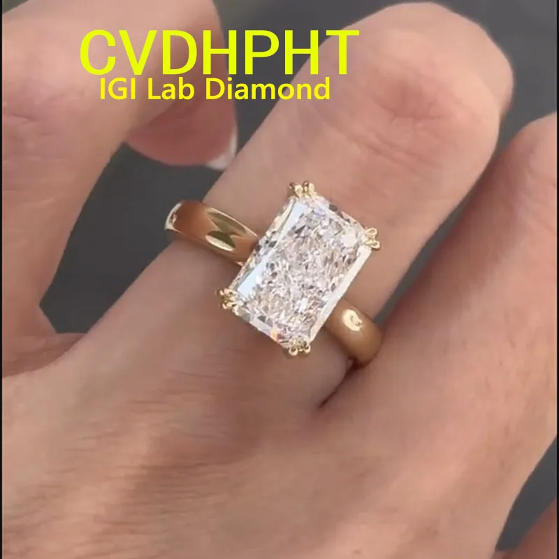 3ct Solid 14K Yellow gold Lab grown dimaond ring IGI Radiant cut D VS1 Wedding ring engagement ring Factory Sell
