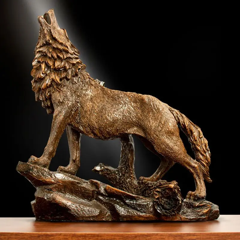 

Resin Material Environmental Protection Health Wolf Ornaments Crafts Simulation Animal Home Decorations Porch Office Furnishings