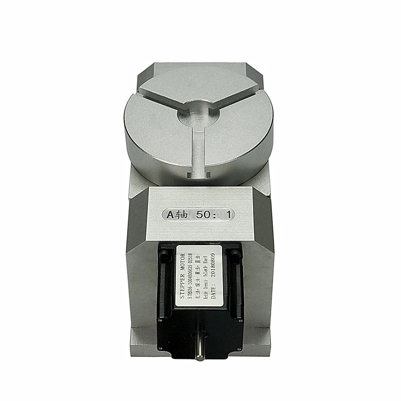 5th Axis CNC Rotary Axis Dividing Head Speed Harmonic Gearbox Reduction Ratio 50:1 Double Supports with 57MM Stepper Motor