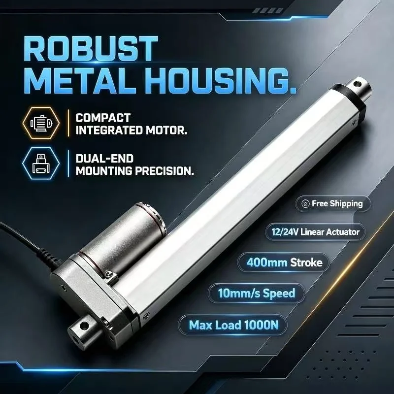envio-gratis-actuador-lineal-electrico-de-400mm-de-carrera-1000n-de-carga-maxima-velocidad-de-10mm-s-motor-para-modificacion-automotriz