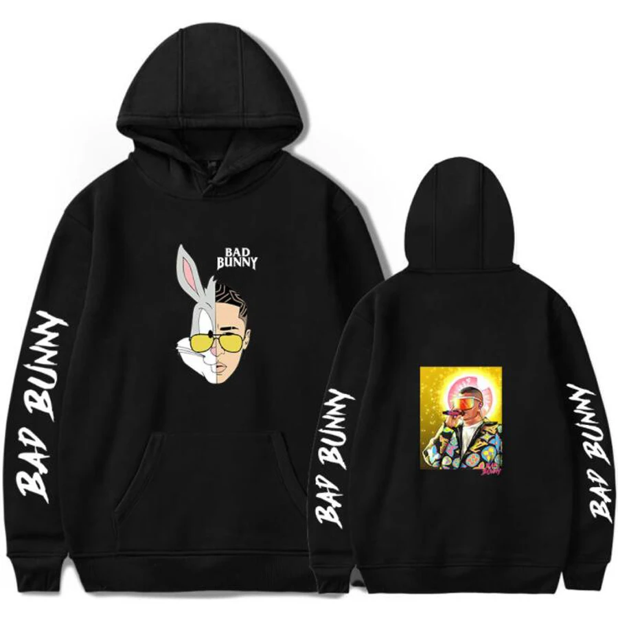 Bad Bunny Hoodies Men/Women Graphic Sweatshirts Rapper Hip Hop Badbunny Hooded Pullover Sweatershirts Male/Women Casual Tops