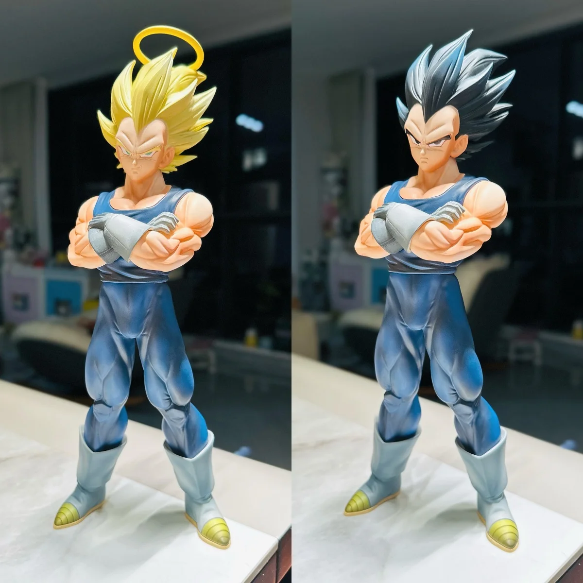 

Dragon-Ball Z Vegeta Action Figure Dual Head Sculpt Super Saiyan Halo Arms Crossed Anime Desktop Decor Model For Fans Collector