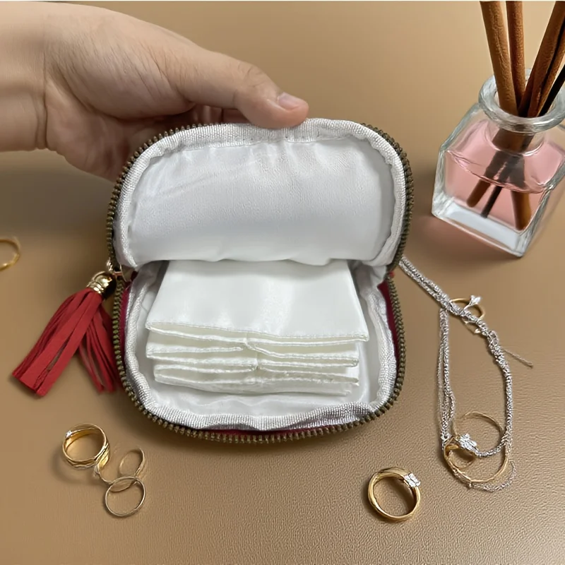 قطعة واحدة من منظم تخزين المكياج والمجوهرات بسعة كبيرة - تصميم شرابة، حامل مجوهرات لسوار السفر/العطلات #1