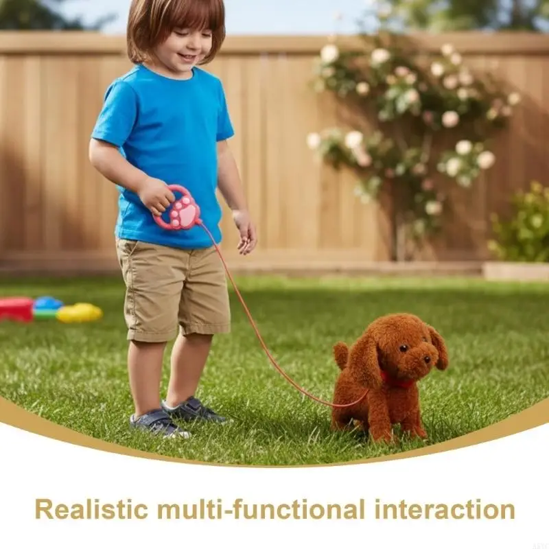 A5YC Łatwa w obsłudze elektryczna pluszowa zabawka dla dzieci z funkcją chodzenia i szczekania oraz miękkim pluszem