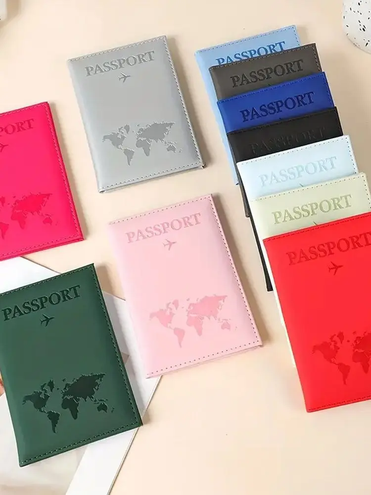 Map Print Travel Passport Covers Women Men Passport Cover Passport Holder ID Card Holder Flight Ticket Clip Travel Accessories