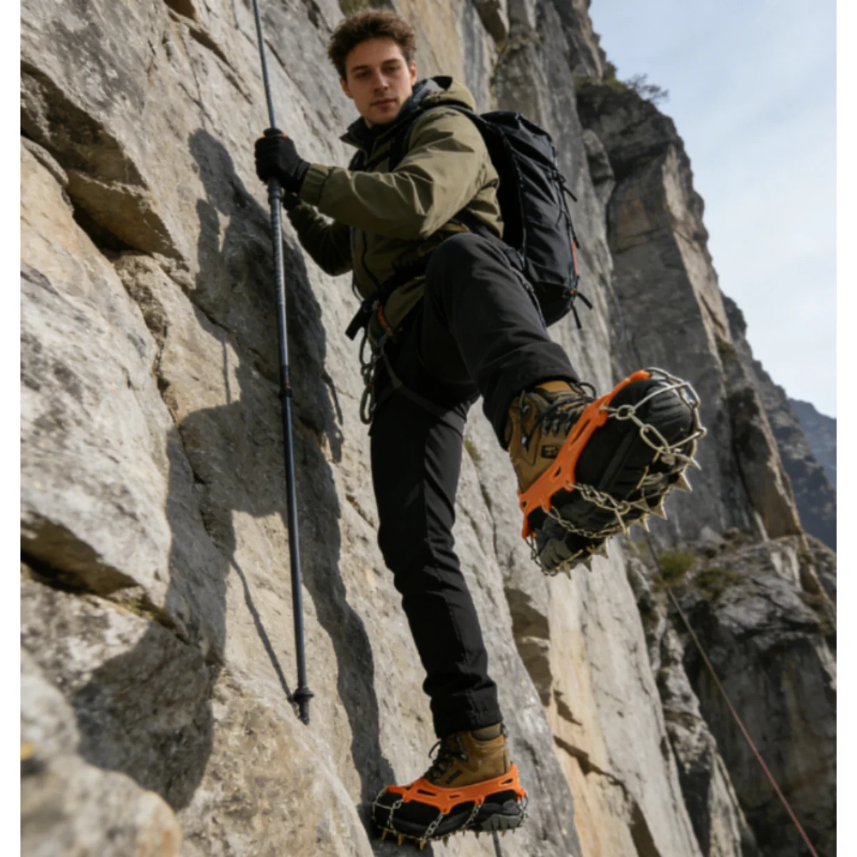 

Противоскользящие ледоотбойники из нержавеющей стали с 8 зубьями для походов и альпинизма, с чехлом для хранения