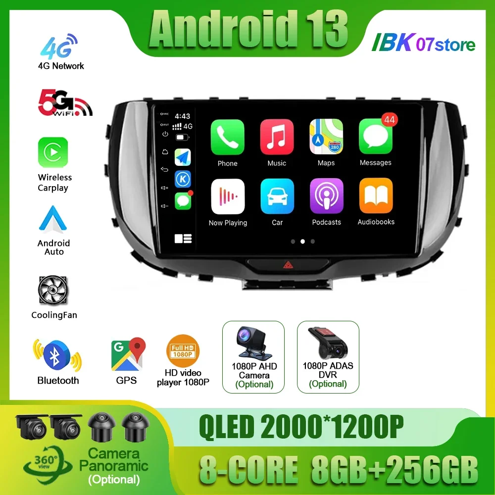 8 core 9 Car Radio GPS Android 13 For Kia Soul SK3 2019 2020 Multimedia Video Player Navigation Carplay Auto Intelligent System