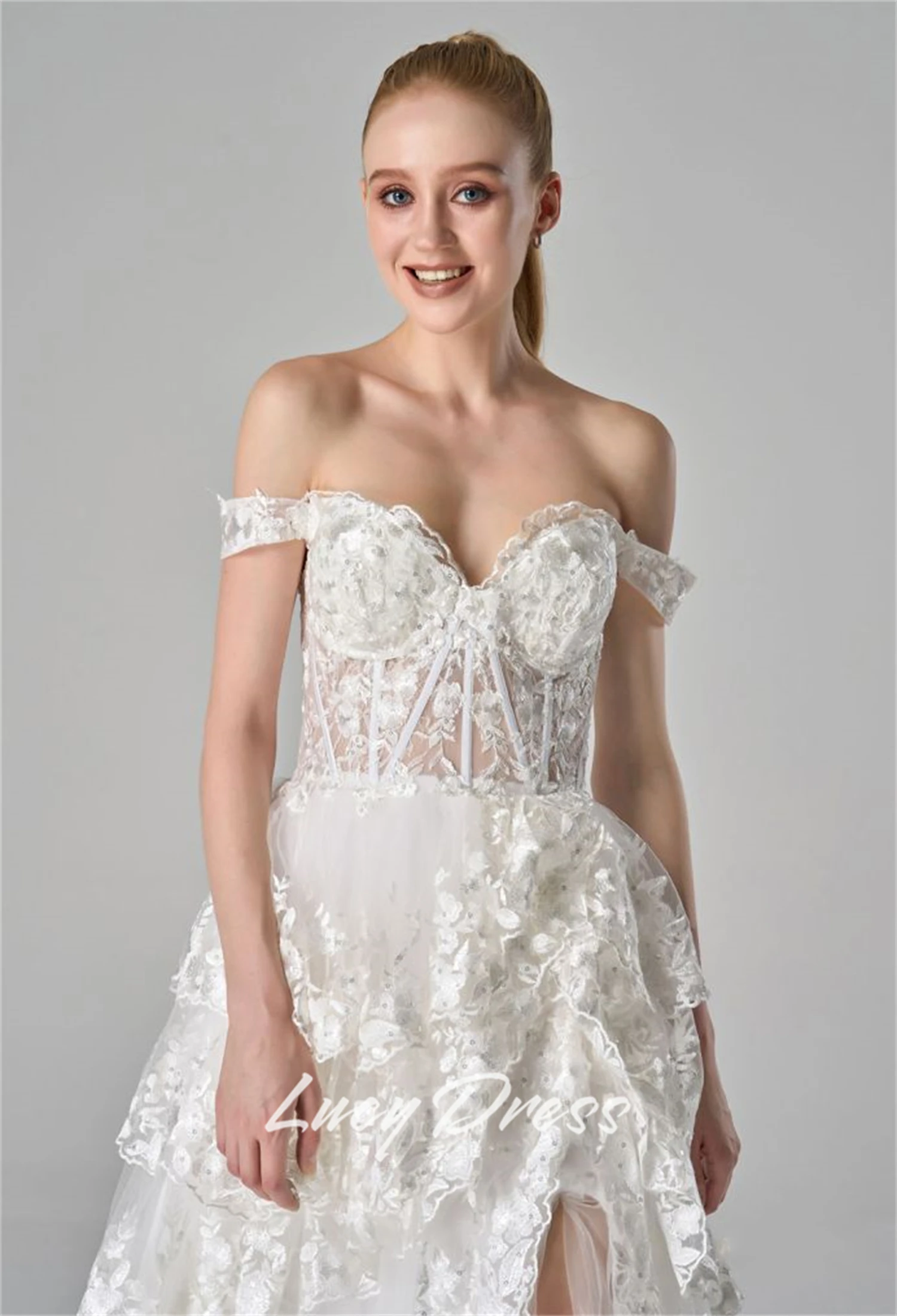 Lucy Aangepaste Bruiloft Jurk Sharon Happy Avondjurk Luxe Prom Gown Vrouwen trouwjurken voor feesten Trouwjurk