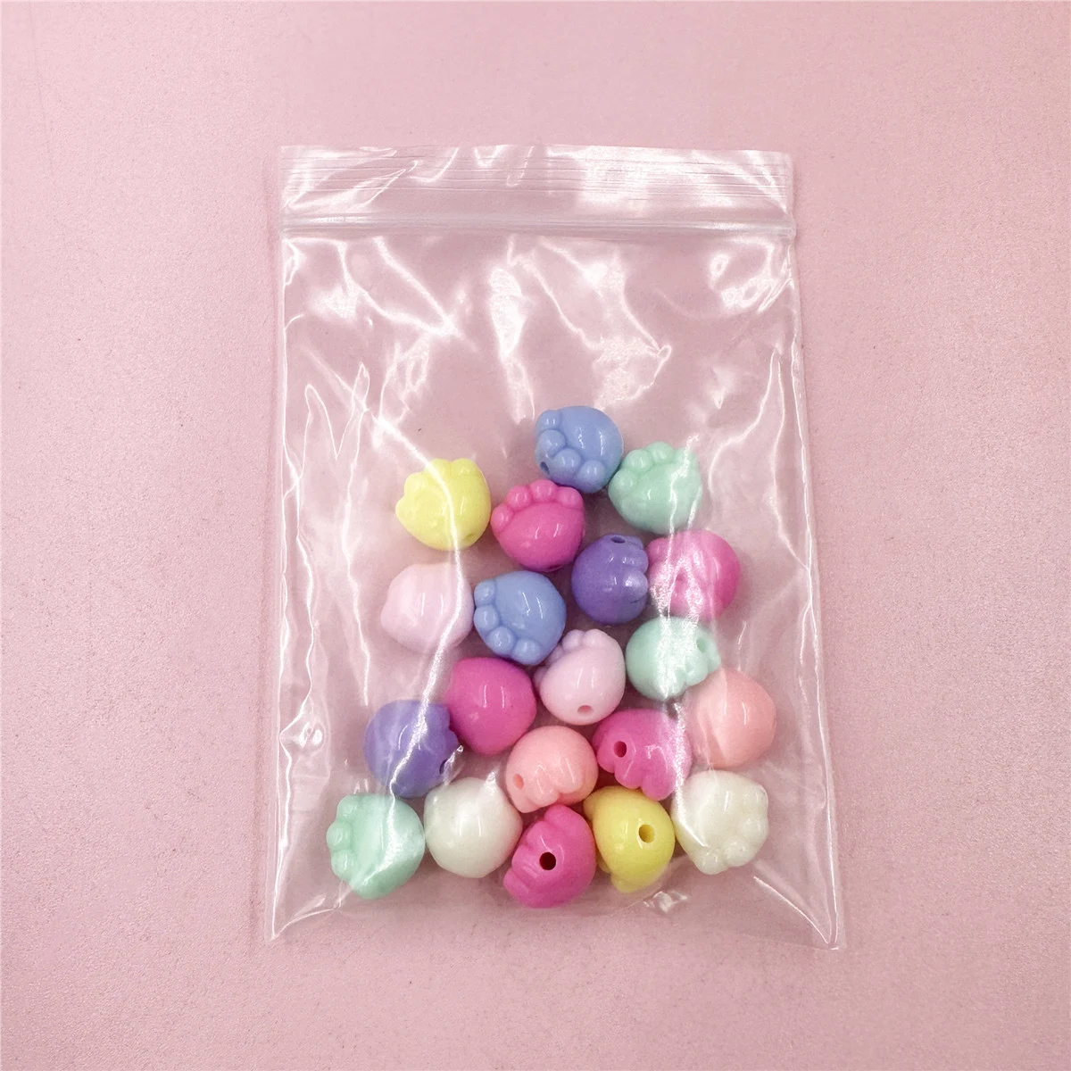 20pcs/bag 12mm Cartoon Animal Cat Paw Beads DIY Cute Jewelry Accessories Acrylic Beaded Material