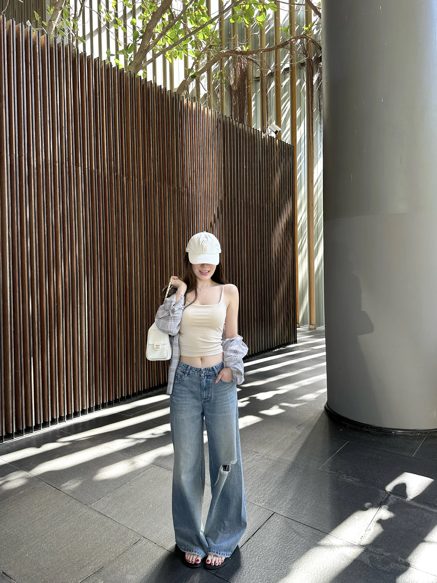 

Dabaoxi American Style Washed Blue Jeans High Waist Straight Leg Wide Leg Casual Long Pants Women's Spring Summer Denim