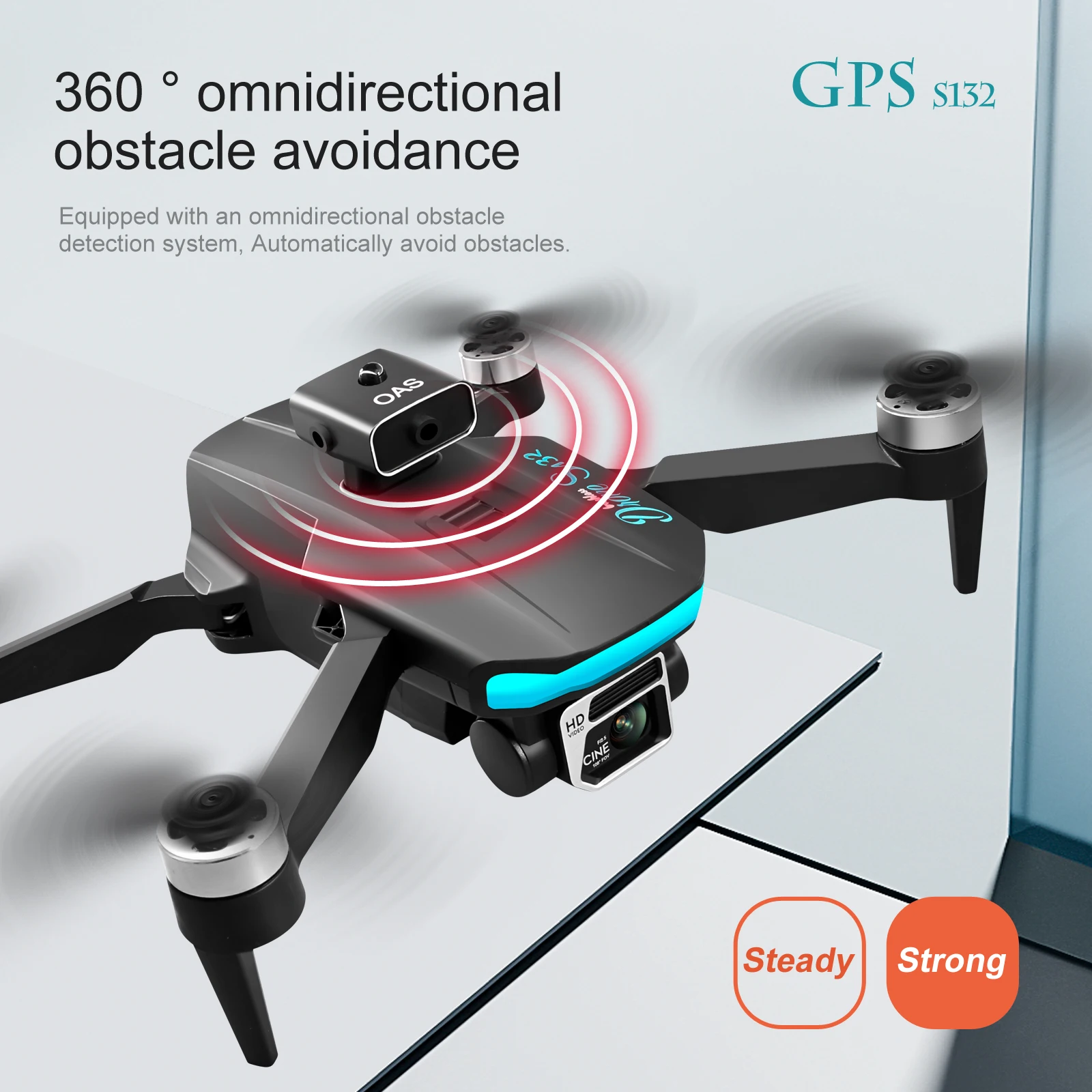 Nowy podwójny aparat S132 HD 8K 360° °   Laserowe unikanie przeszkód Profesjonalny dron antenowy GPS Optyczne pozycjonowanie przepływu Bezszczotkowy