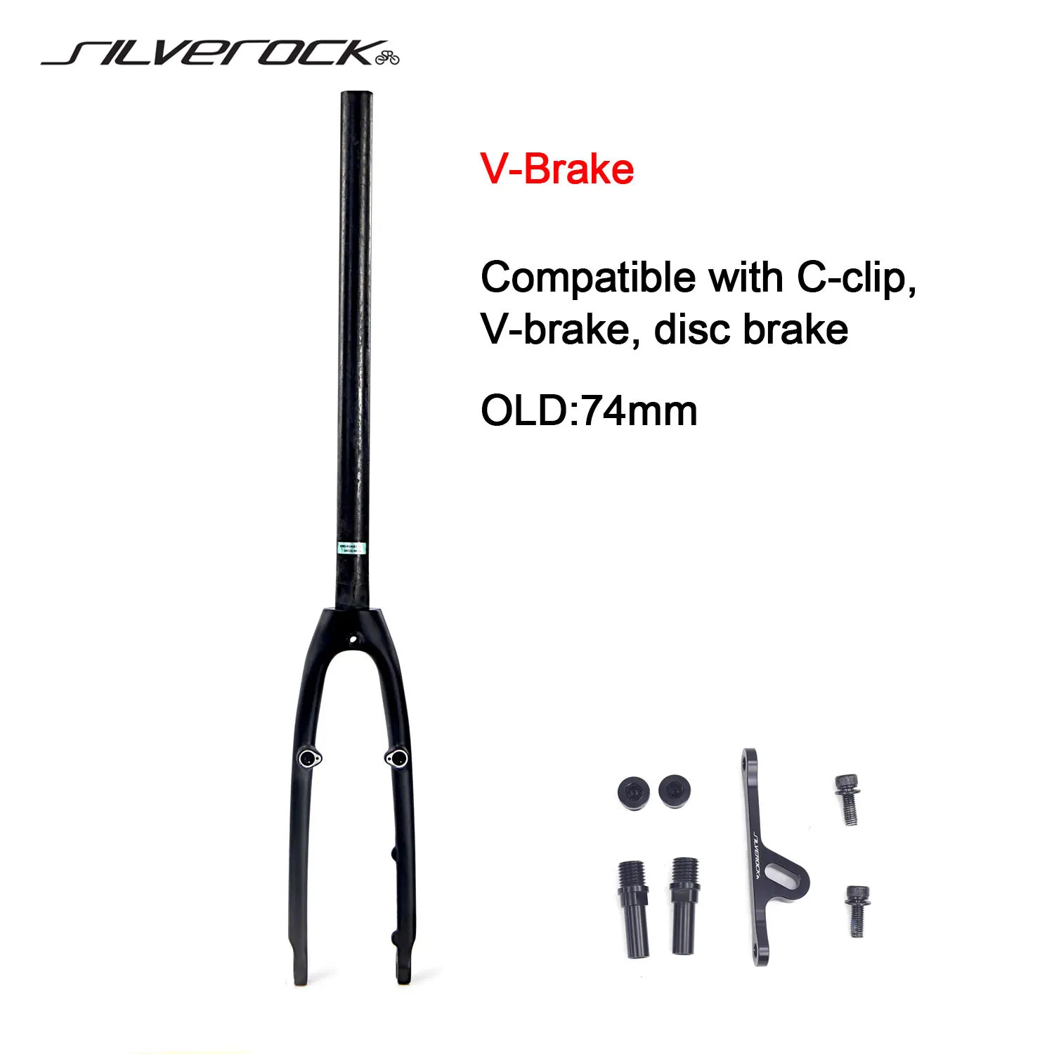 

SILVEROCK-Fork Carbon Tube for Bicycle, Caliper Rim, V Brake, Disc Brake, 450mm, 20in" 406, 74mm, Fnhon, TERN, JAVA, Min Velo