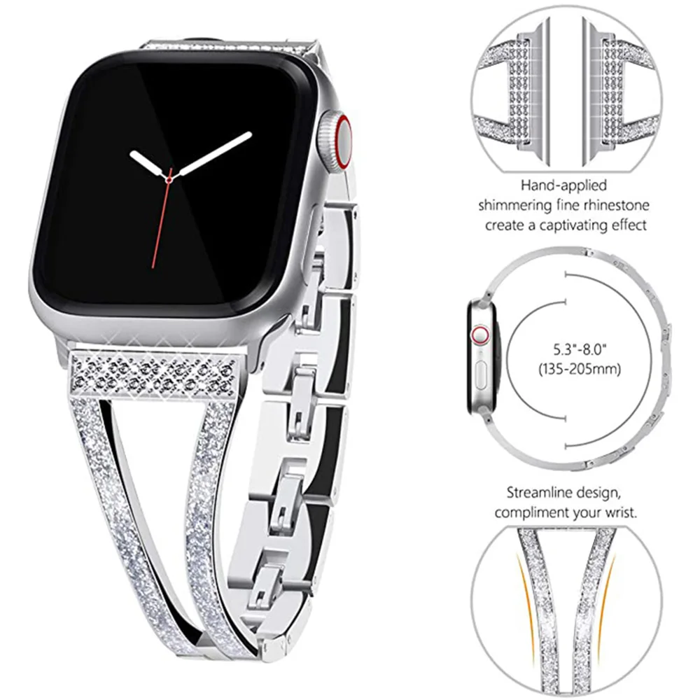 Metal Strap for Apple Watch Ultra 876543SE Women Stainless Steel Bracelet Wristband for iWatch Series 45mm 41mm 44mm40mm 38 42mm