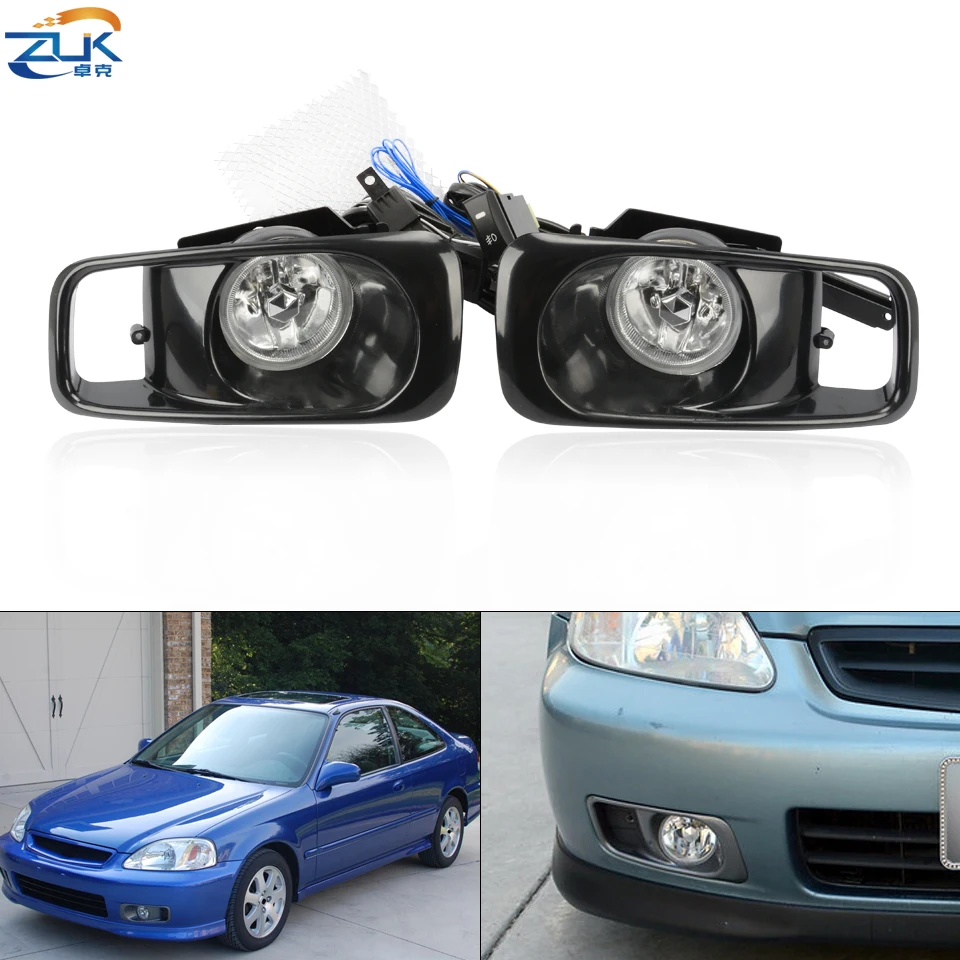 MTAP Car Accessories Front Fog Light Reflector Lamp Set Foglight Foglamp Kit With Wires Harness For HONDA CIVIC EK3 1999