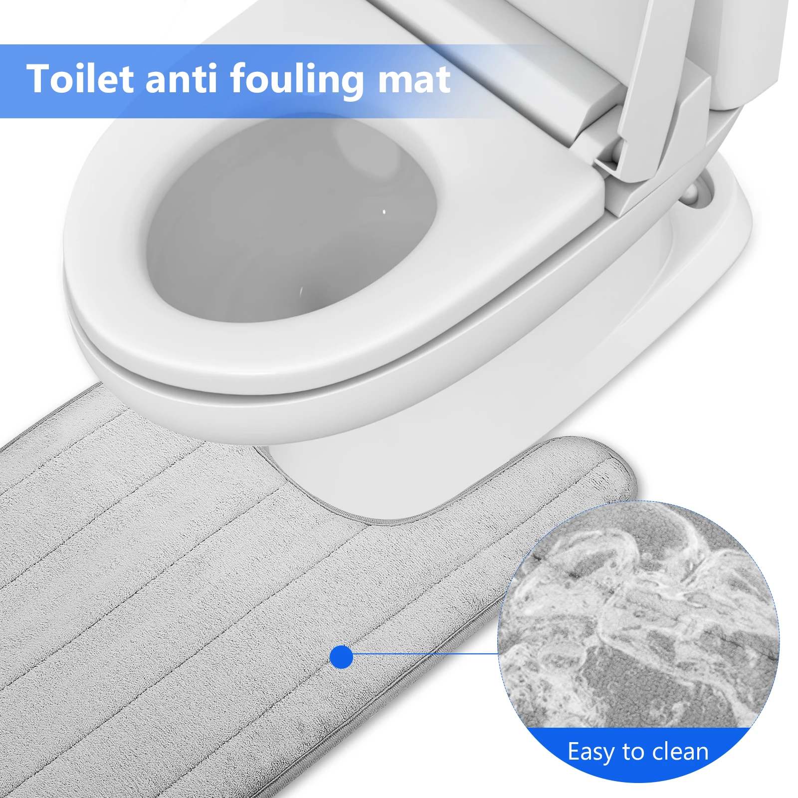 

2Pcs Anti-Skid Toilet Mat U-Shaped Design Super Absorbent Bathroom Floor Rug Soft Non-Slip Surface Machine Washable for Home