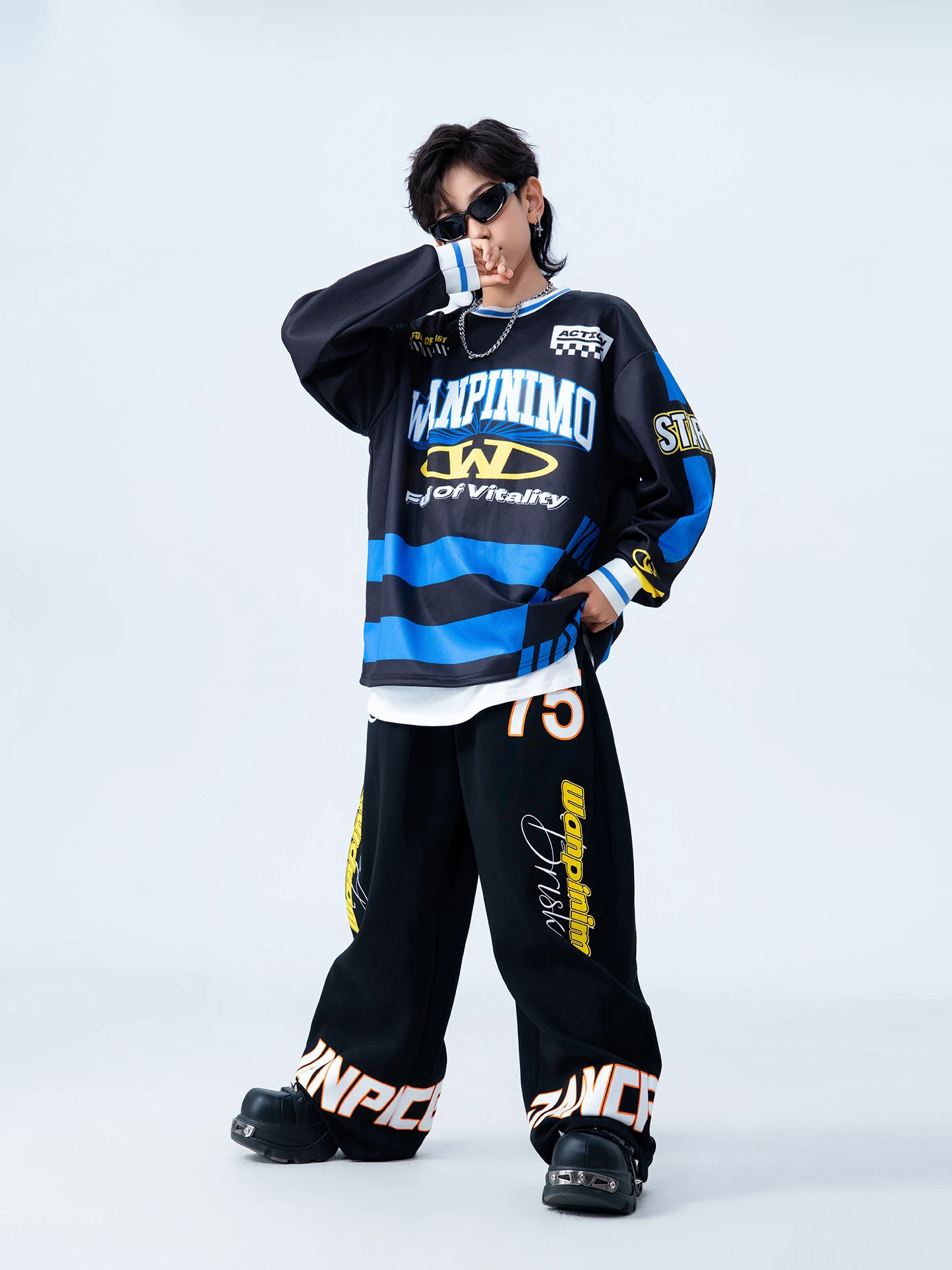 

Костюмы для мальчиков Modren Jazz Dance Performance, сценические костюмы для девочек, свободные рубашки, брюки Kpop, одежда для танцев в стиле хип-хоп, рейв, XH3460