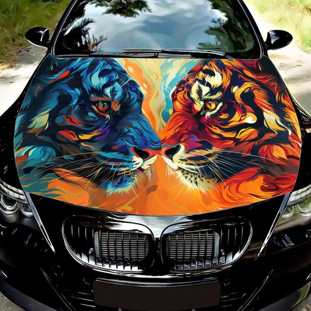 Voiture ronde sur le thème du tigre durable, transformez l'apparence de votre véhicule