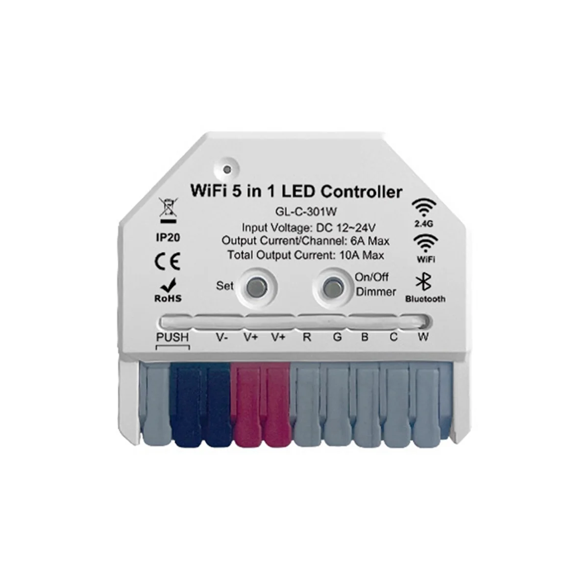 【سعر ساخن】وحدة تحكم بشريط إضاءة LED WiFi 5 في 1، تطبيق Tuya، صوت وجهاز تحكم عن بعد RF 2.4G مدعوم مثالي للإضاءة المنزلية