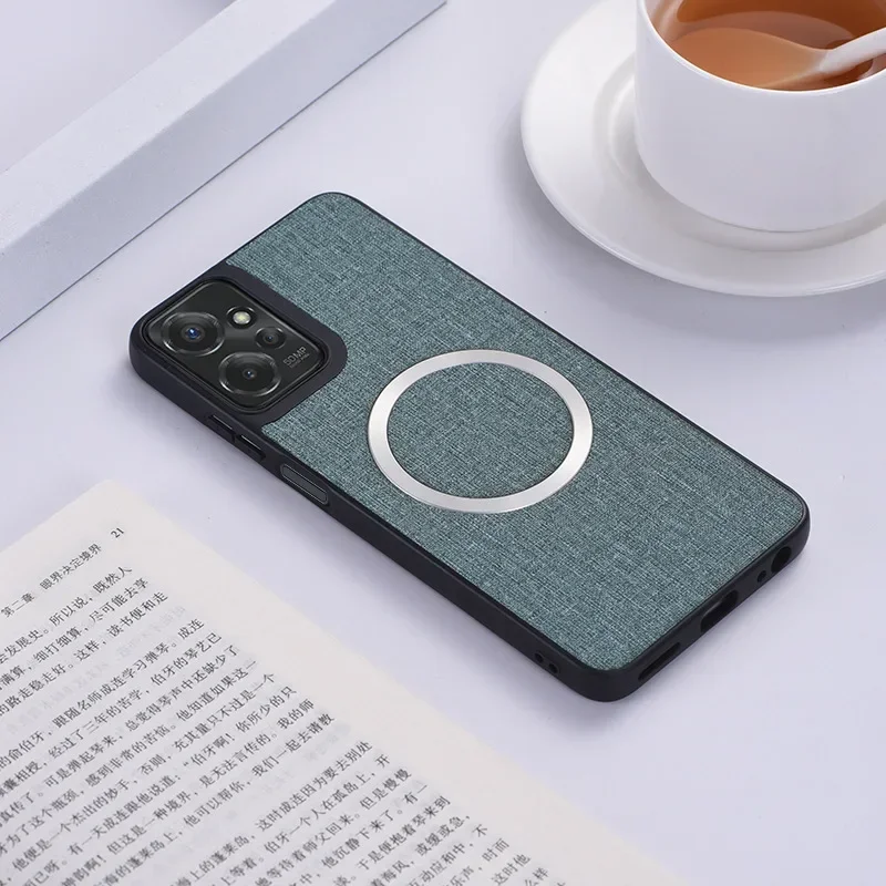 Luxuriöse Magsafe-Magnet-Handyhülle aus Stoff für Moto Edge 60 PRO, Stylus 50, Fusion 40, Neo Ultra, kabellose Ladegerät-Abdeckung