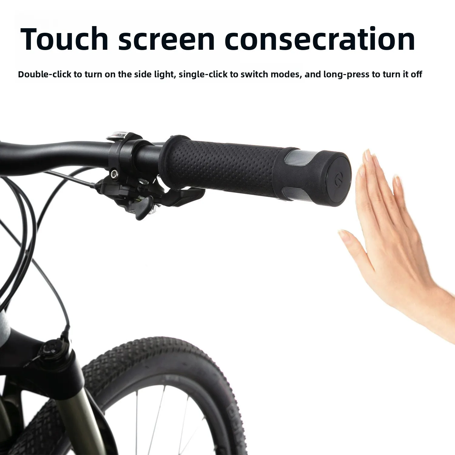 

Soft Silicone Non-Slip Bike Handlebar Grips - LED Light with Touchscreen Switch for MTB & Road Bikes