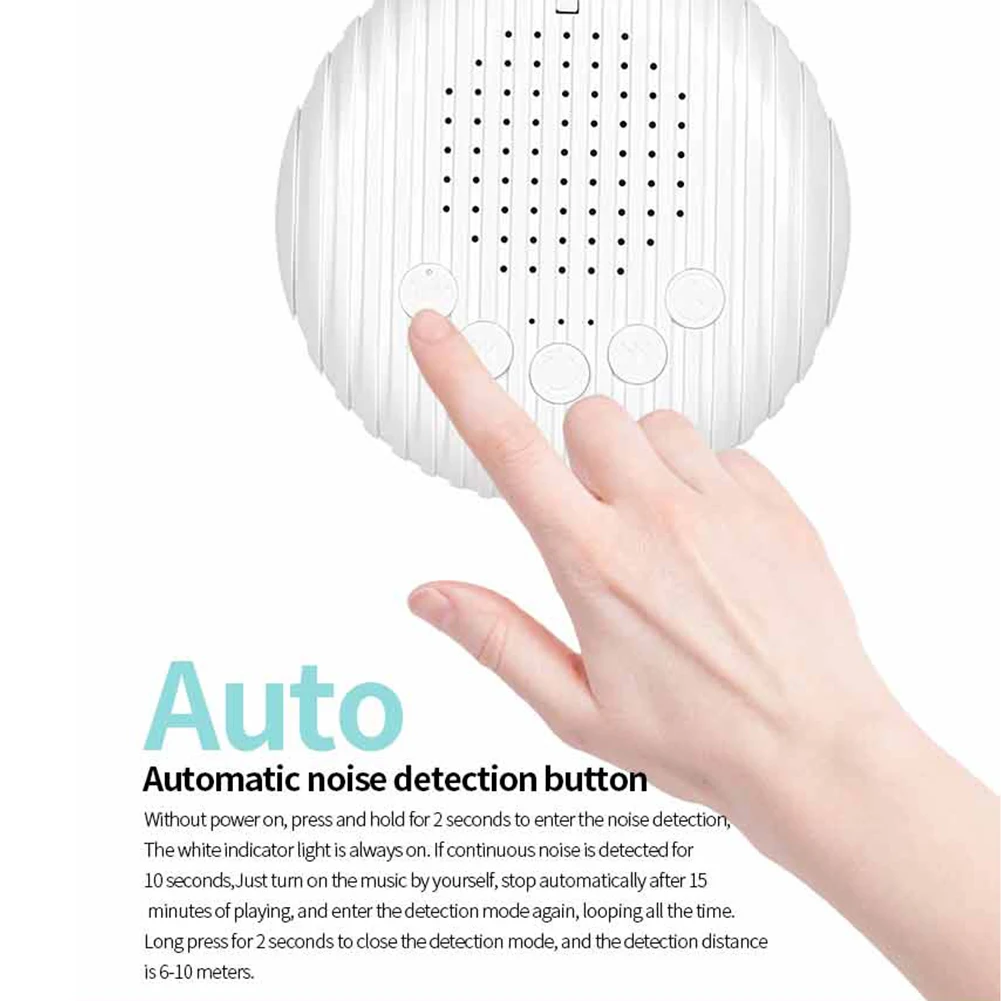 آلة النوم المحمولة 10 أصوات مهدئة قابلة للشحن آلة صوت الضوضاء البيضاء الاسترخاء أثناء النوم للسفر المنزلي