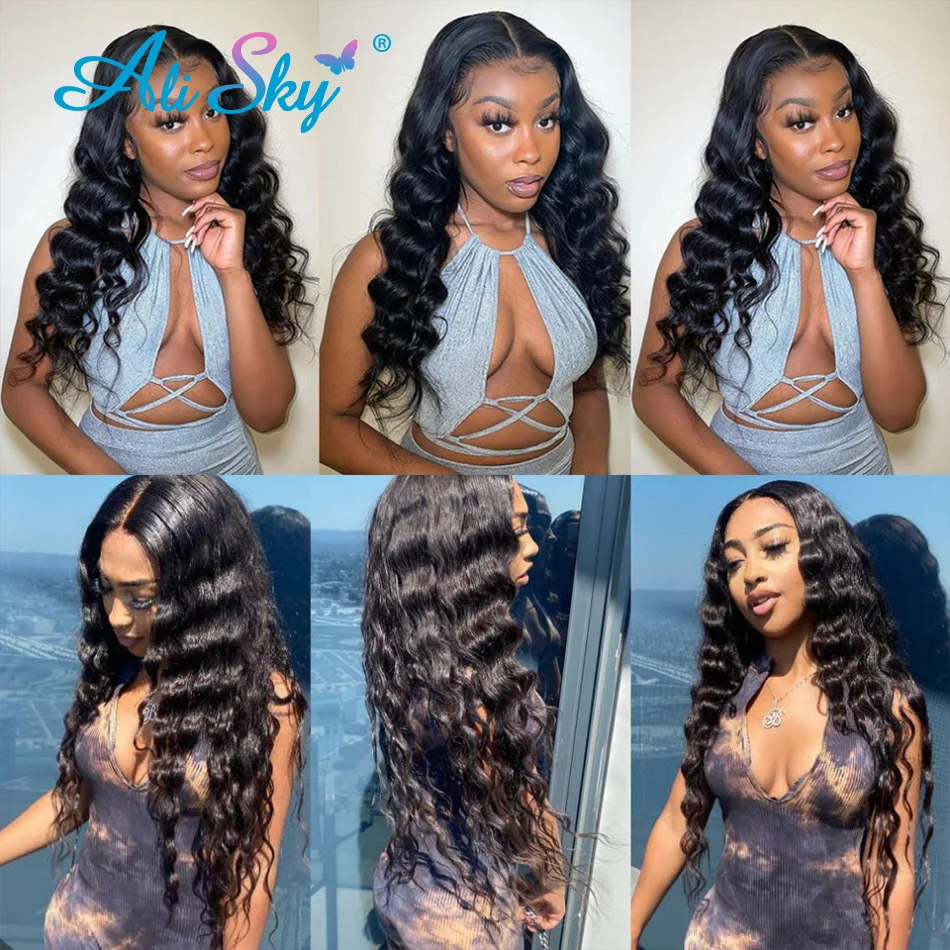 3pcs Loose Wave Bundles Brazilian Weaving Human Hairextensions Remy Hair Natural Black 8-30inch 1/3/4 PCS Soft Ali Sky Raw Hair