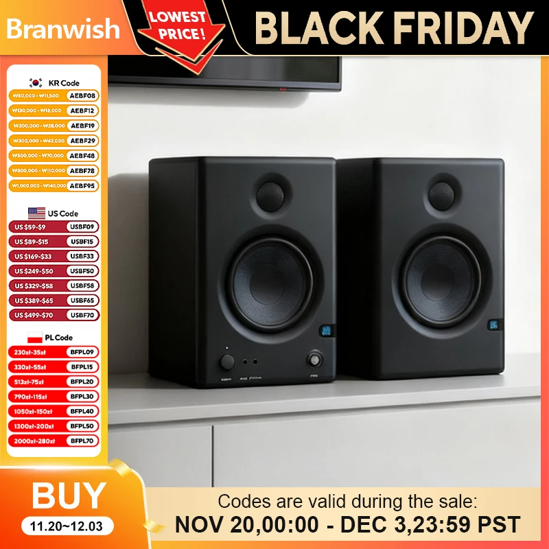 1 Pair 3.5 Inch Monitor Speaker 25W Bluetooth Speakers HiFi Active Sound Box RCA/3.5/6.5mm TRS Output For Home Theater TV Studio