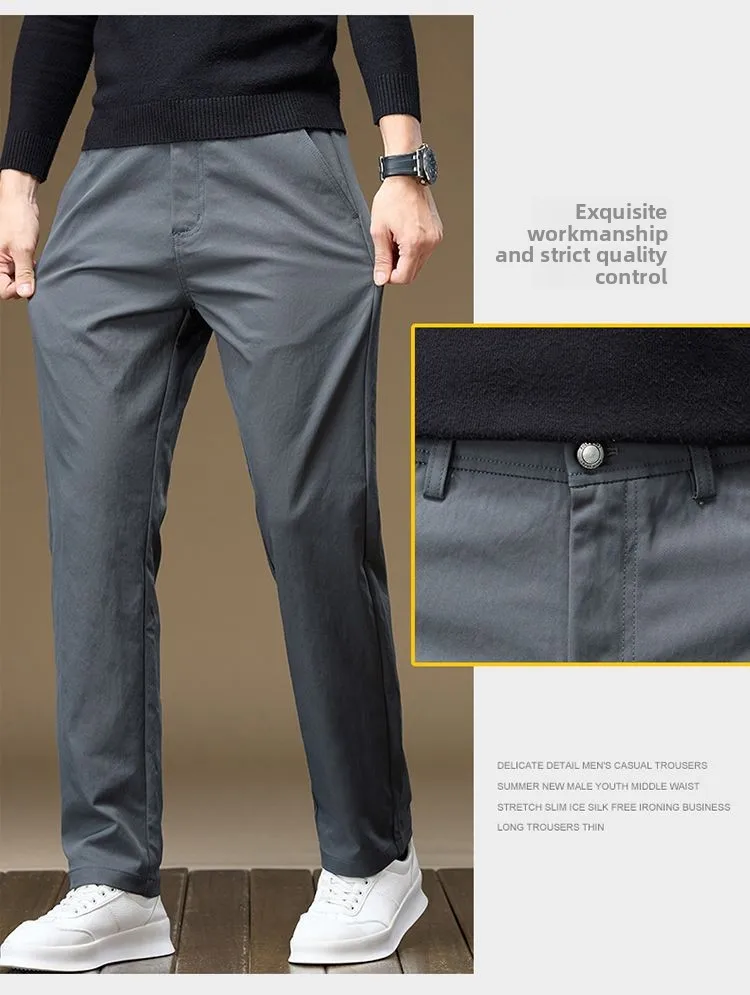 Herren Business-Hose, Gerade Passform, Baumwolle, Lässige Hose, Modische Herrenhose mit Elastischem Bund, Dehnbar, für Frühling und Herbst, Vielseitige Arbeitshose – Detail 13