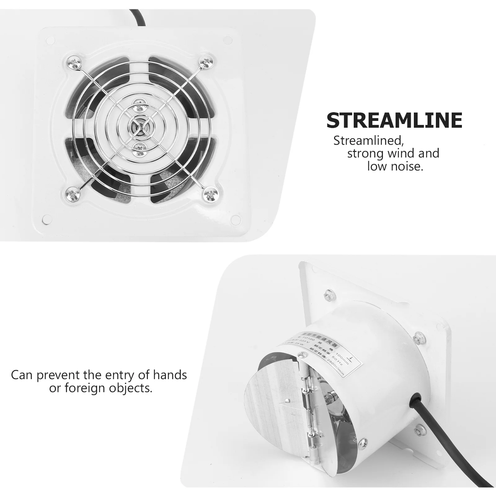 

4-дюймовый вентилятор, настенный сверхмощный вытяжной вентилятор, утолщенные лопасти, металлическая защита для кухонного насоса для туалета, воздушный насос