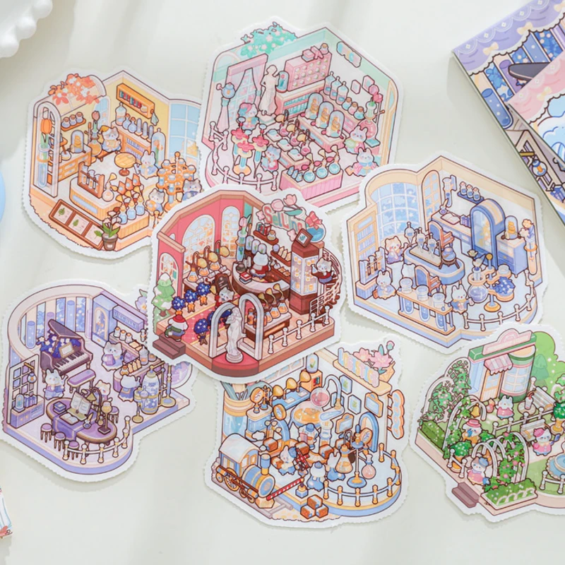 السيد ورقة حديقة الحيوان مجموعة صغيرة مواء مواء مغامرة سلسلة المناظر الطبيعية الخلابة ملصق كتاب سكرابوكينغ ملصقات DIY كتيب ملصقات الزخرفية