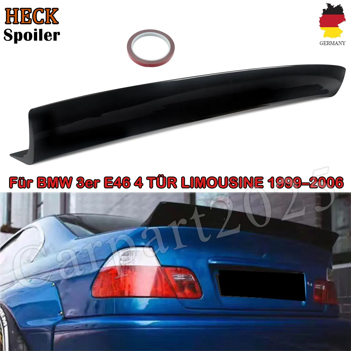 

Trunk Ducktail Spoiler Wing For 1999-2006 BMW E46 323i 325xi 330xi M3 Sedan Glossy Black Rear Tail Wing Body Kit Rear JDM Boot