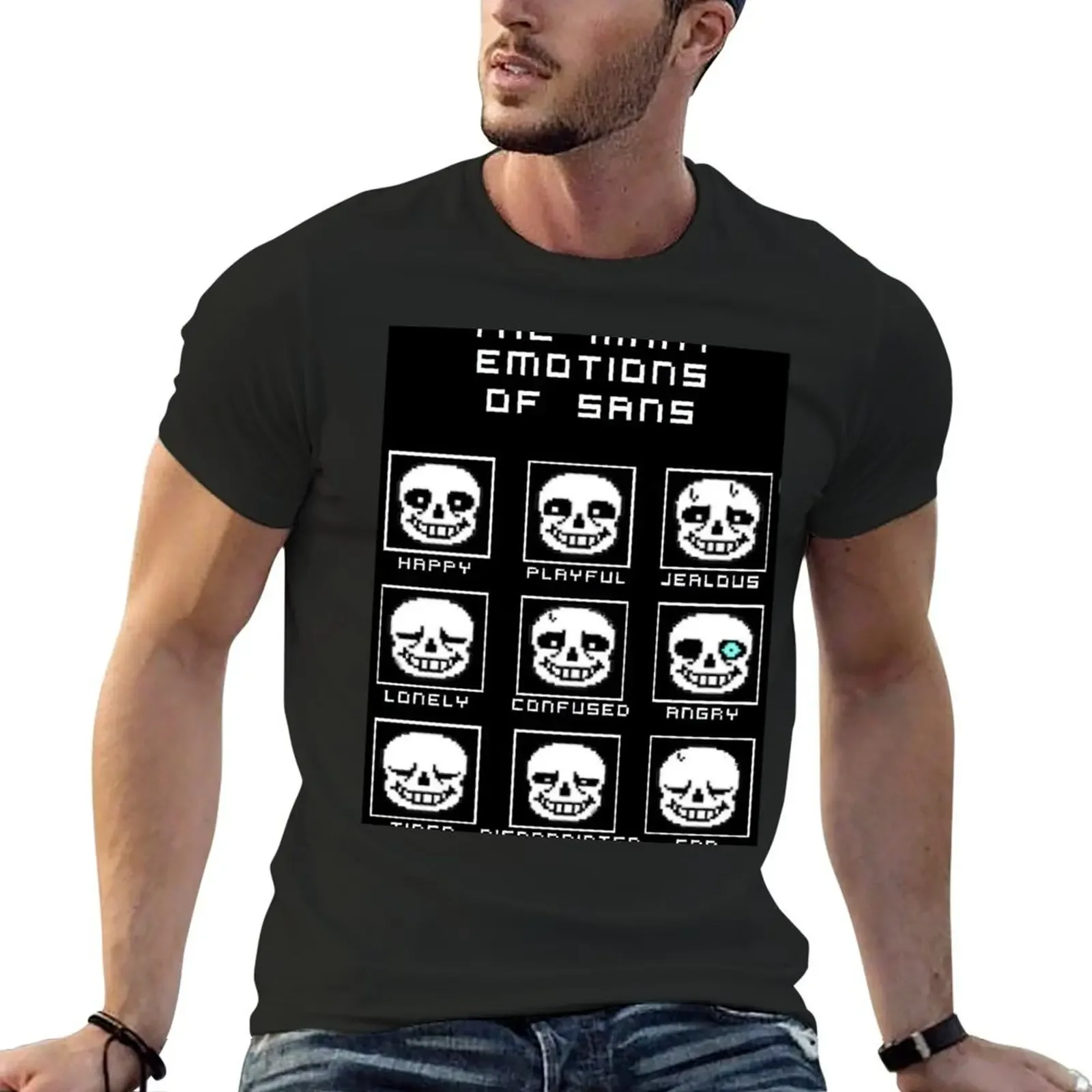 

The Many Emotions Of Sans - Undertale T-Shirt cute tops anime stuff big and tall t shirts for men