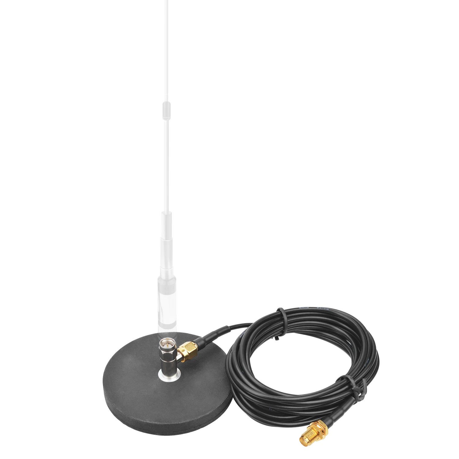 Handheld Walkie Talkie Antenna Magnet Base Diameter 6.6cm with RG-174 3.2Meter Copper Coaxial Cable Feeder