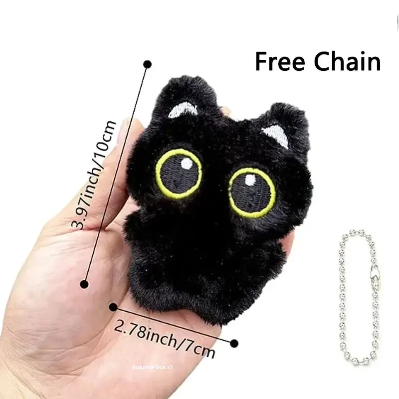 Mignon chat noir en peluche petite poupée pendentif 10 Cm porte-clés dessin animé doux Animal en peluche poupée pendentif sac à dos sac décoration cadeau