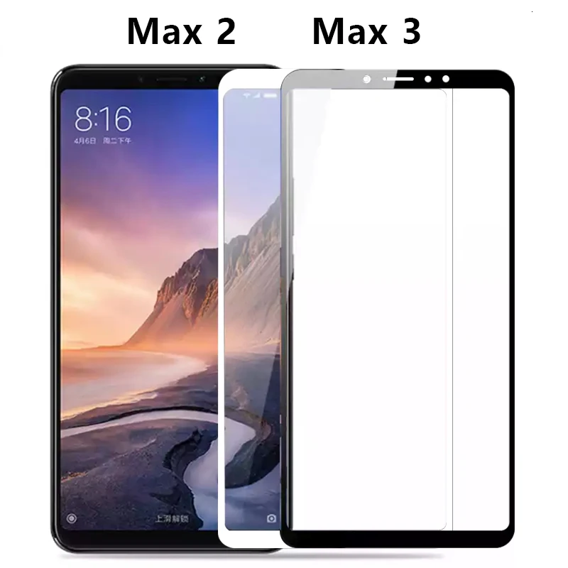 Full Cover Case for Xiaomi Mi Max 3 2 Tempered Glass Screen Protector for Xiaomi My Max3 Max2 Protective Glass