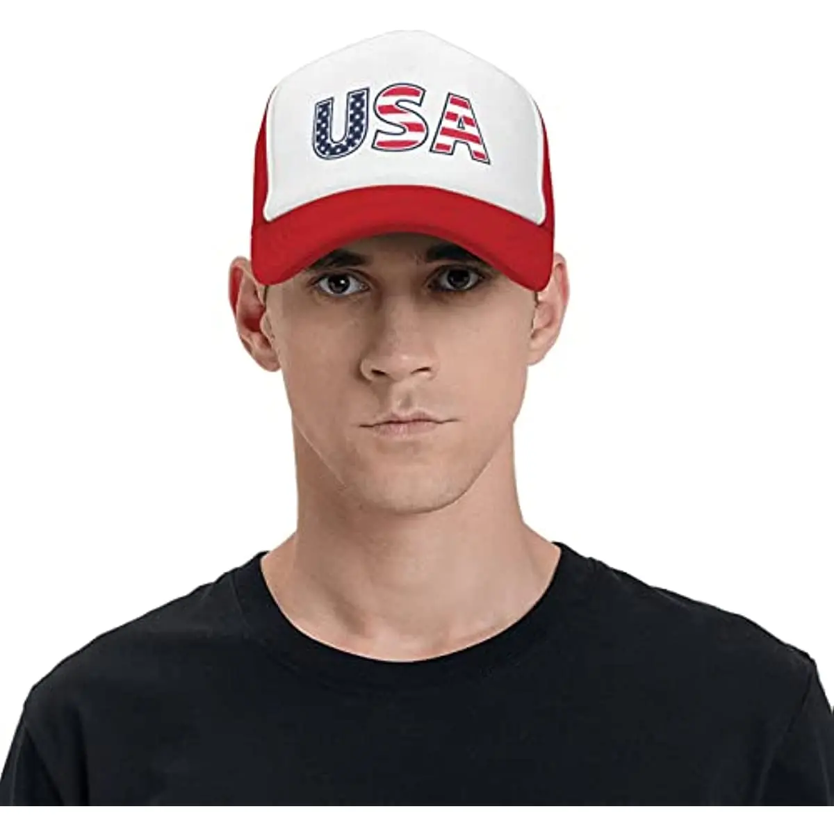 Usa Grid Trucker Hat Mesh Back Adjustable Funny 4th of July Independence Day Gift Baseball Snapback Cap for Men Women Breathable