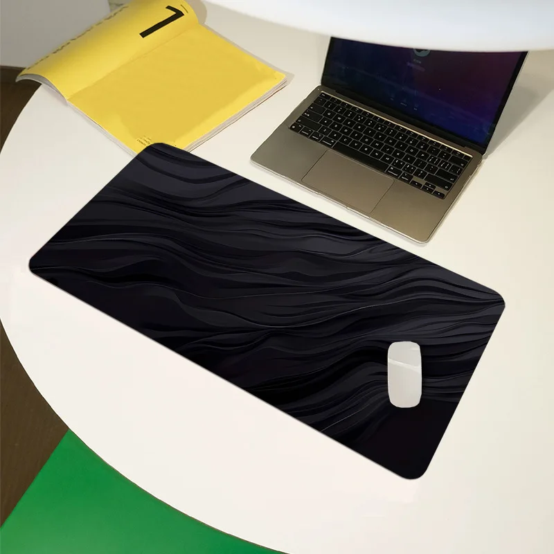 XXL Mouse Pad E-sports Gaming Black Flowing Texture Desk Mat, Office Accessory Computer Desktop Decor